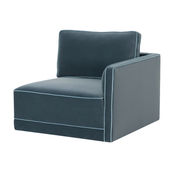 Willow Performance Velvet Modular RAF Corner Chair - Blue