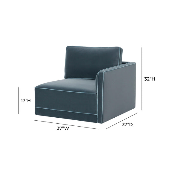 Willow Performance Velvet Modular RAF Corner Chair - Blue