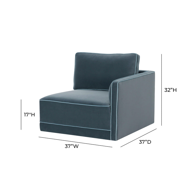 Willow Performance Velvet Modular RAF Corner Chair - Blue
