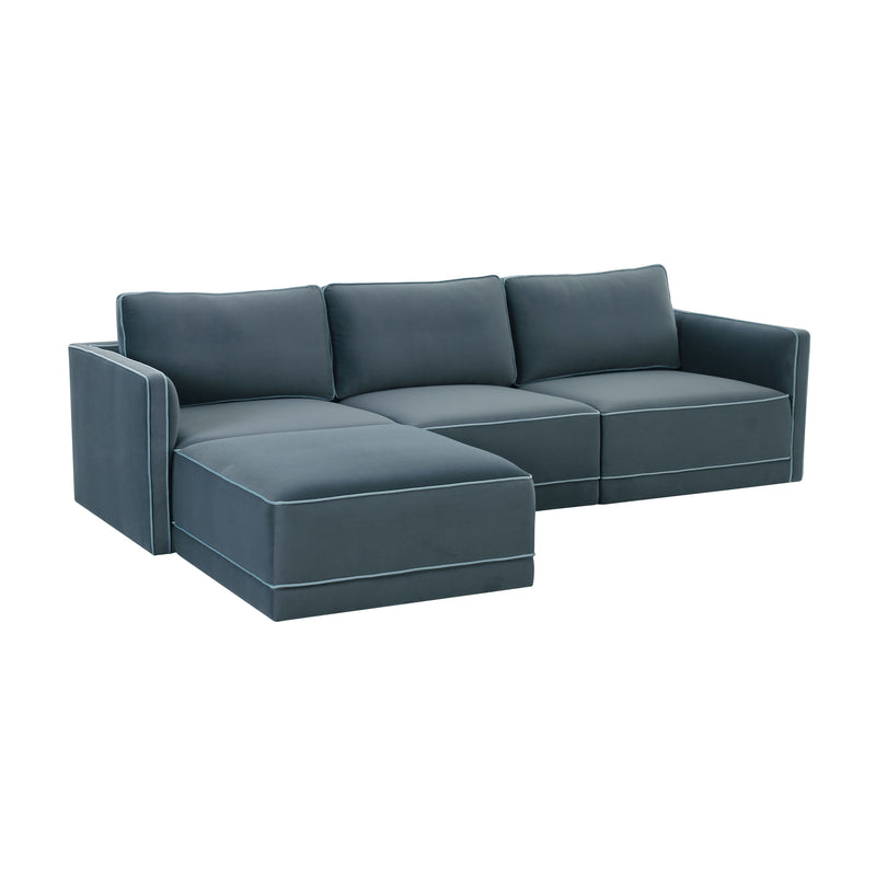 Willow 4-Piece Performance Velvet Modular Sectional - Blue