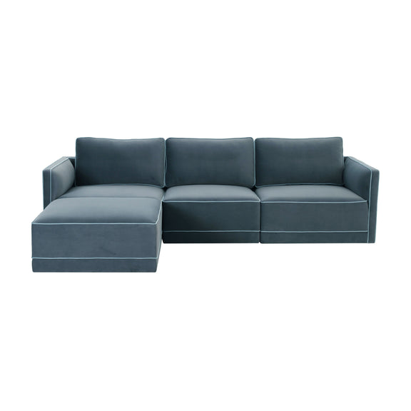 Willow 4-Piece Performance Velvet Modular Sectional - Blue