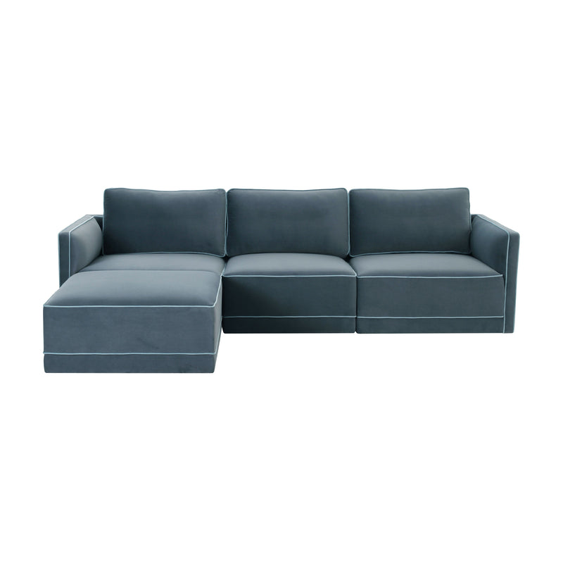 Willow 4-Piece Performance Velvet Modular Sectional - Blue