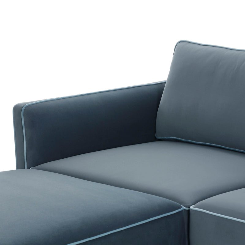 Willow 4-Piece Performance Velvet Modular Sectional - Blue