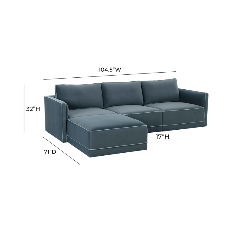Willow 4-Piece Performance Velvet Modular Sectional - Blue