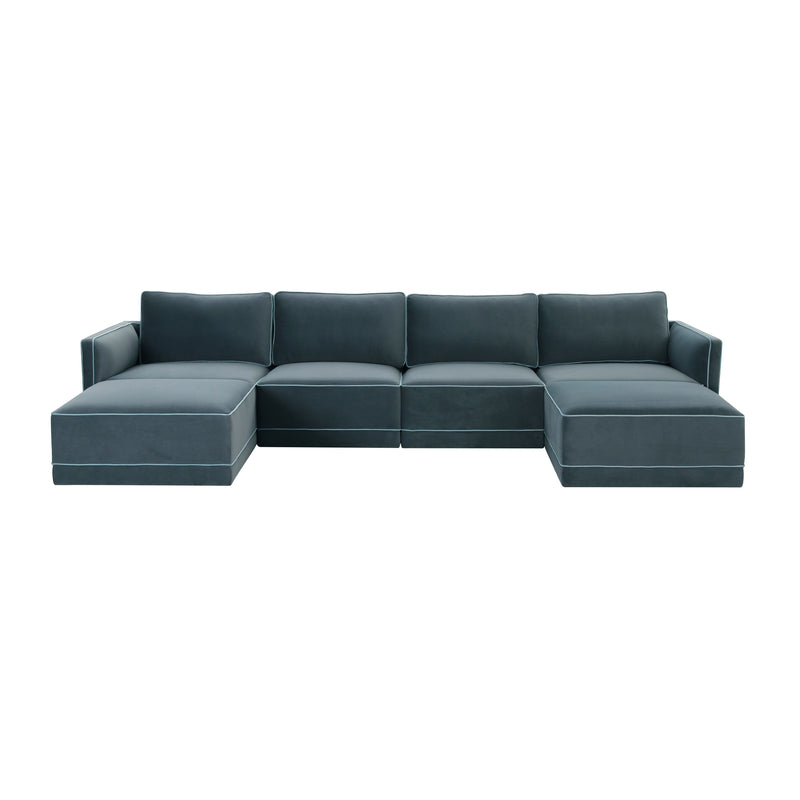 Willow 6-Piece Performance Velvet Modular U Sectional - Blue