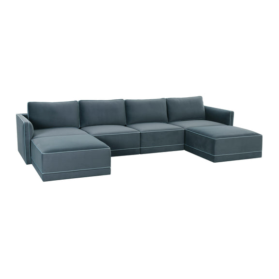 Willow 6-Piece Performance Velvet Modular U Sectional - Blue