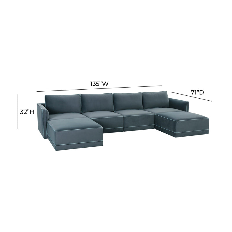 Willow 6-Piece Performance Velvet Modular U Sectional - Blue