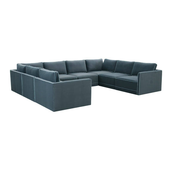 Willow 8-Piece Performance Velvet Modular Large U Sectional - Blue
