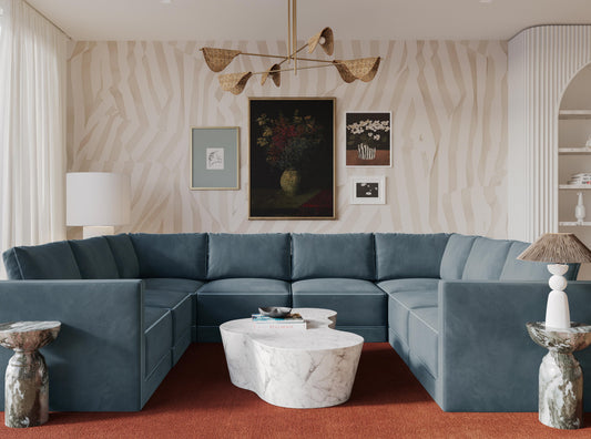 Willow 8-Piece Performance Velvet Modular Large U Sectional - Blue