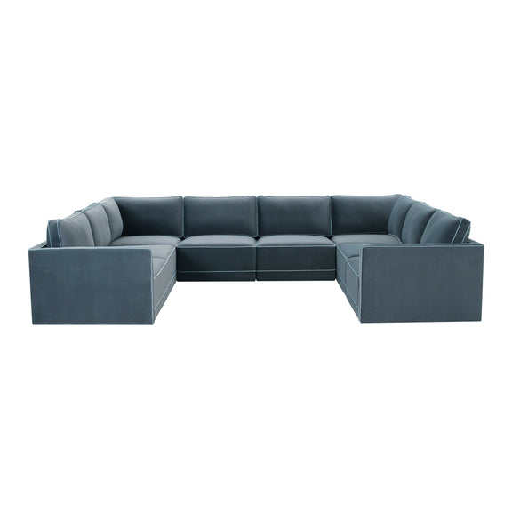Willow 8-Piece Performance Velvet Modular Large U Sectional - Blue