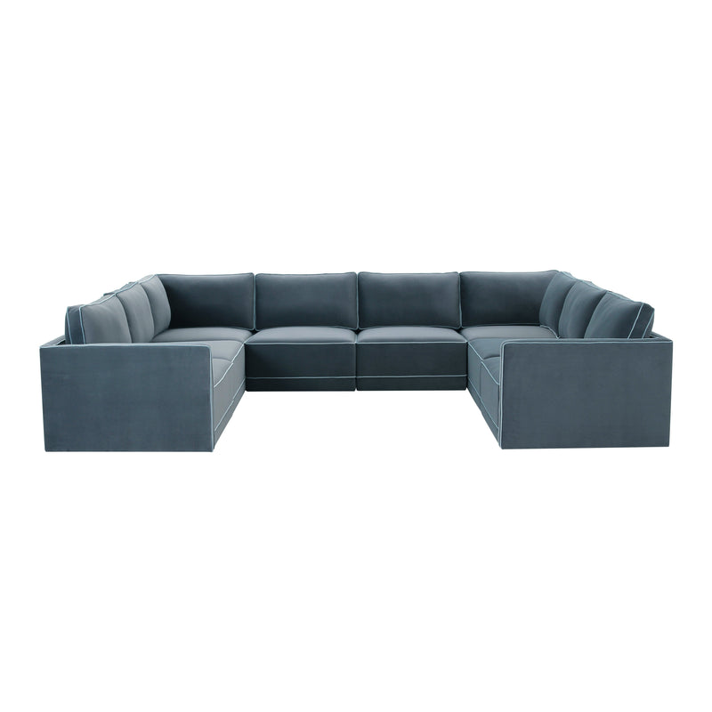 Willow 8-Piece Performance Velvet Modular Large U Sectional - Blue