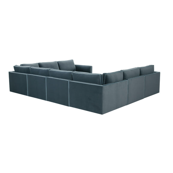 Willow 8-Piece Performance Velvet Modular Large U Sectional - Blue