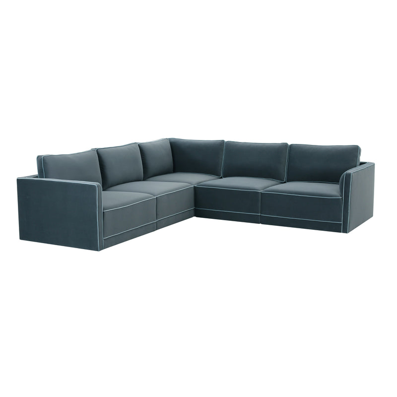 Willow 5-Piece Performance Velvet Modular L Sectional - Blue