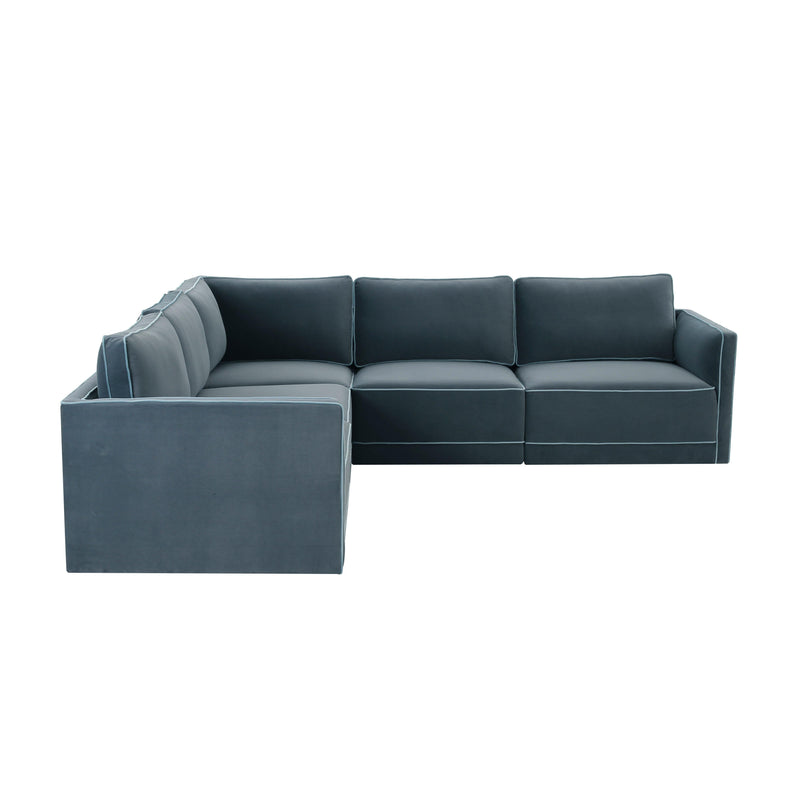 Willow 5-Piece Performance Velvet Modular L Sectional - Blue