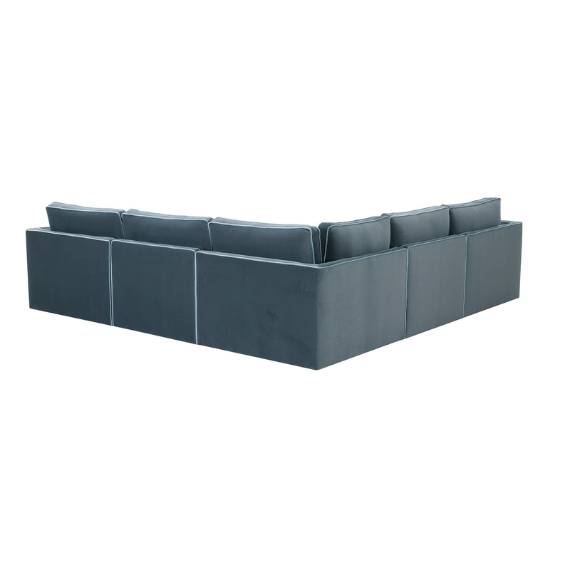 Willow 5-Piece Performance Velvet Modular L Sectional - Blue