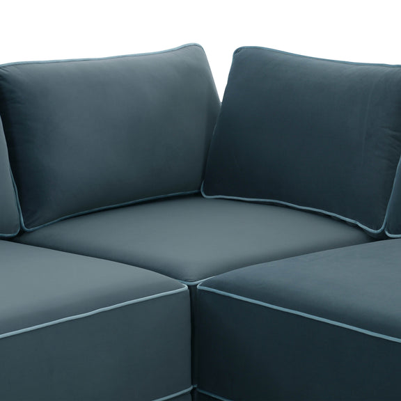 Willow 5-Piece Performance Velvet Modular L Sectional - Blue
