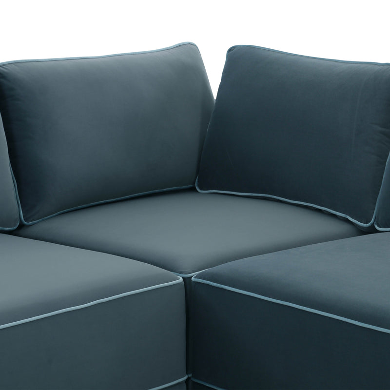 Willow 5-Piece Performance Velvet Modular L Sectional - Blue