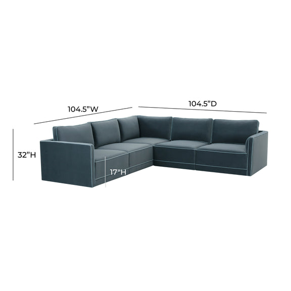 Willow 5-Piece Performance Velvet Modular L Sectional - Blue