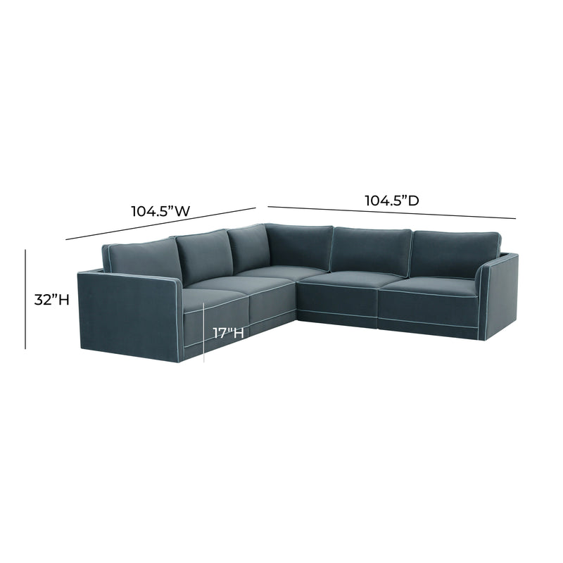 Willow 5-Piece Performance Velvet Modular L Sectional - Blue