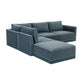 Willow 5-Piece Performance Velvet Modular Left Facing Sectional - Blue
