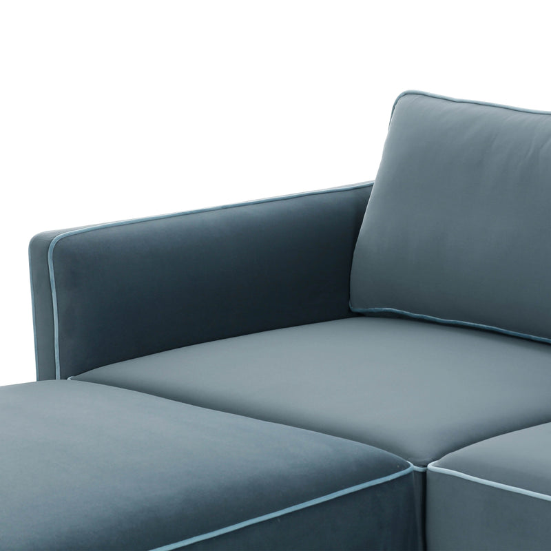 Willow 5-Piece Performance Velvet Modular Left Facing Sectional - Blue