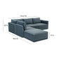 Willow 5-Piece Performance Velvet Modular Left Facing Sectional - Blue