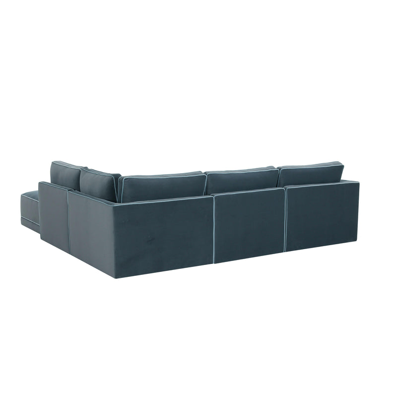Willow 5-Piece Performance Velvet Modular Right Facing Sectional - Blue