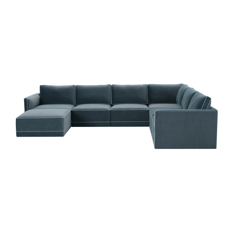 Willow 7-Piece Performance Velvet Modular Large Chaise Sectional - Blue