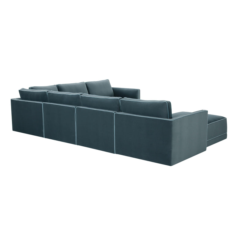 Willow 7-Piece Performance Velvet Modular Large Chaise Sectional - Blue
