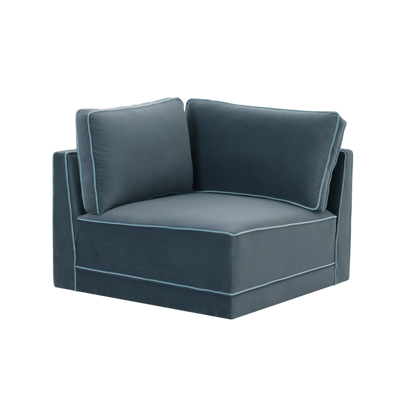 Willow Performance Velvet Modular Corner Chair - Blue