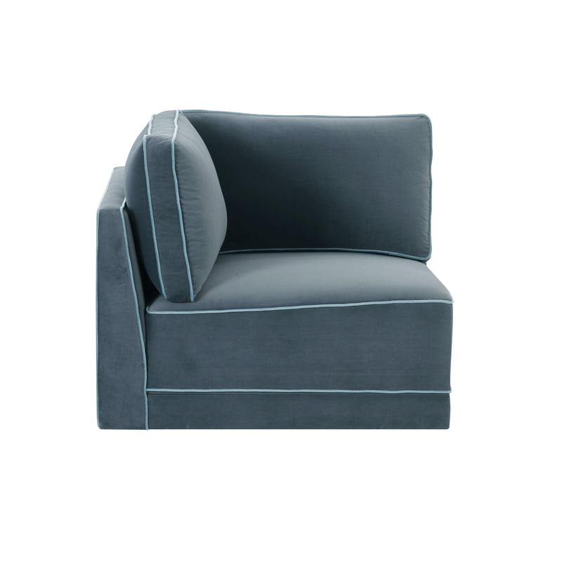 Willow Performance Velvet Modular Corner Chair - Blue