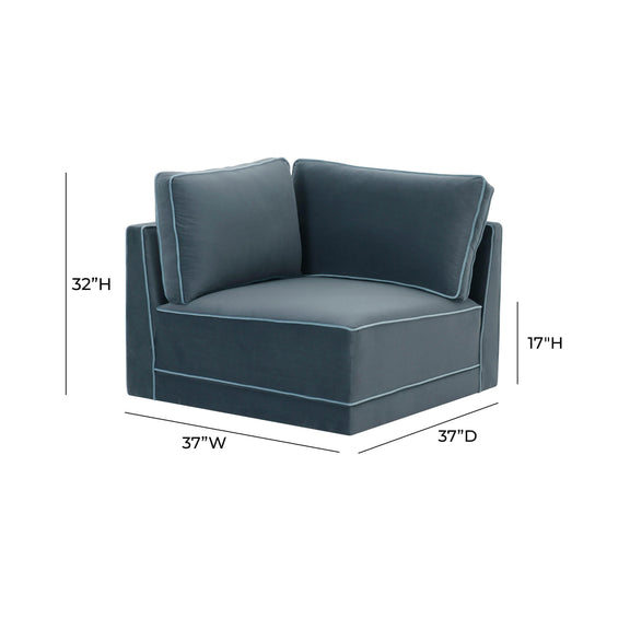 Willow Performance Velvet Modular Corner Chair - Blue