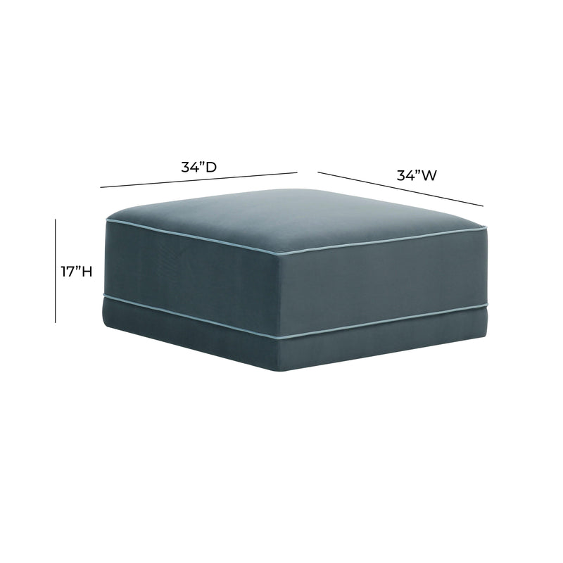 Willow Performance Velvet Modular Ottoman - Blue
