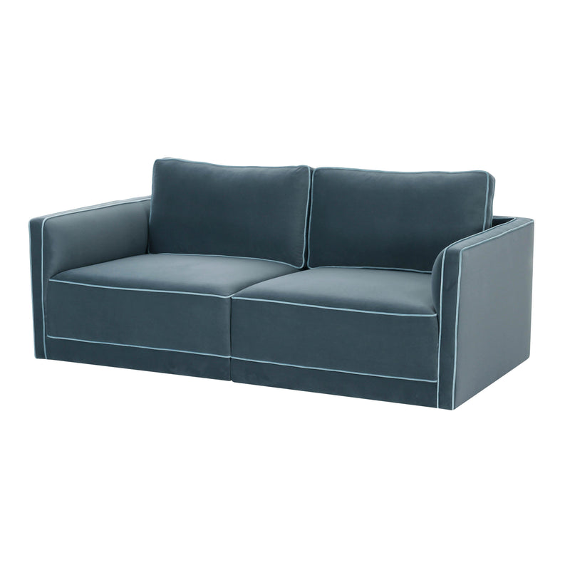 Willow 74" Performance Velvet Modular Loveseat - Blue