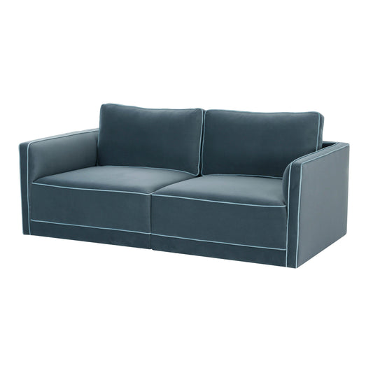 Willow 74" Performance Velvet Modular Loveseat - Blue