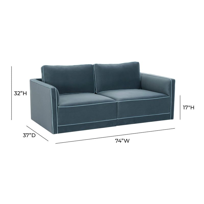 Willow 74" Performance Velvet Modular Loveseat - Blue