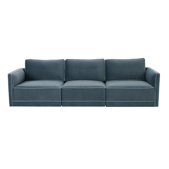 Willow 105" Performance Velvet Modular Sofa - Blue