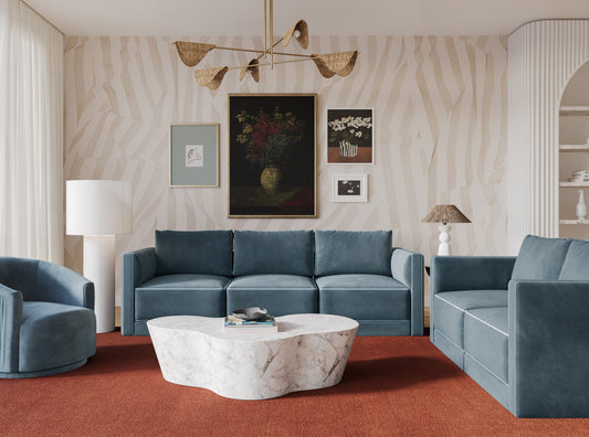 Willow 105" Performance Velvet Modular Sofa - Blue