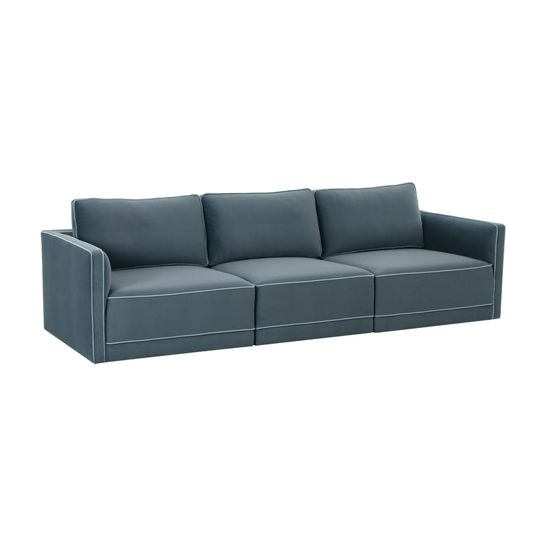 Willow 105" Performance Velvet Modular Sofa - Blue