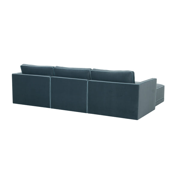 Willow 105" Performance Velvet Modular Sofa - Blue