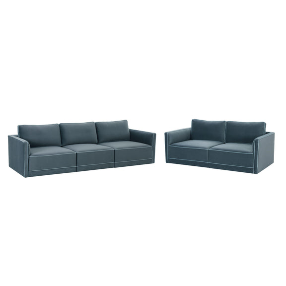 Willow 105" Performance Velvet Modular Sofa - Blue