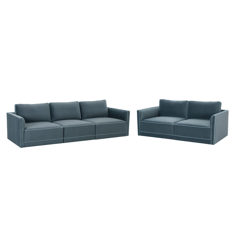 Willow 105" Performance Velvet Modular Sofa - Blue
