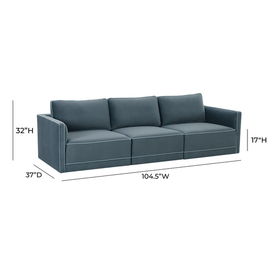 Willow 105" Performance Velvet Modular Sofa - Blue