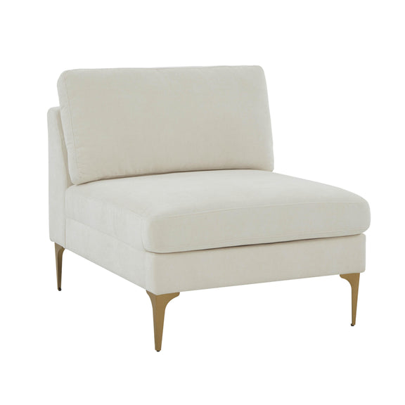Serena Performance Velvet Modular Armless Chair - Cream