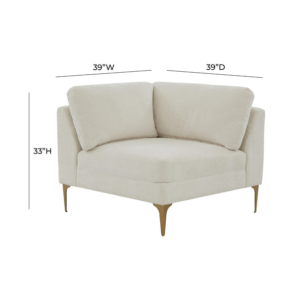 Serena Performance Velvet Modular Armless Chair - Cream