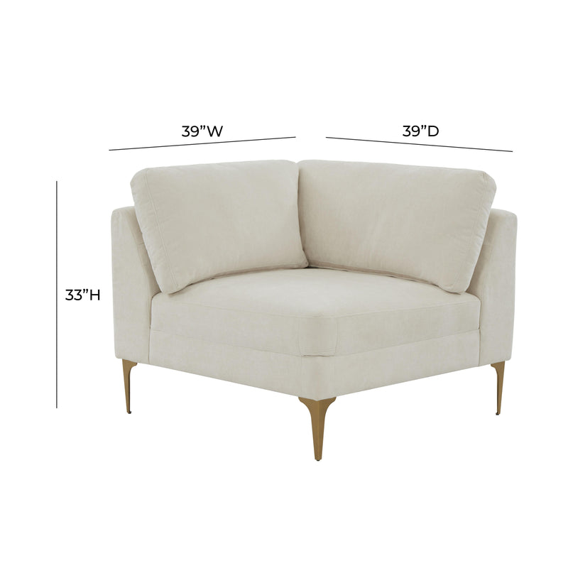 Serena Performance Velvet Modular Armless Chair - Cream