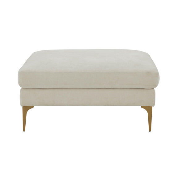 Serena Performance Velvet Ottoman - Cream