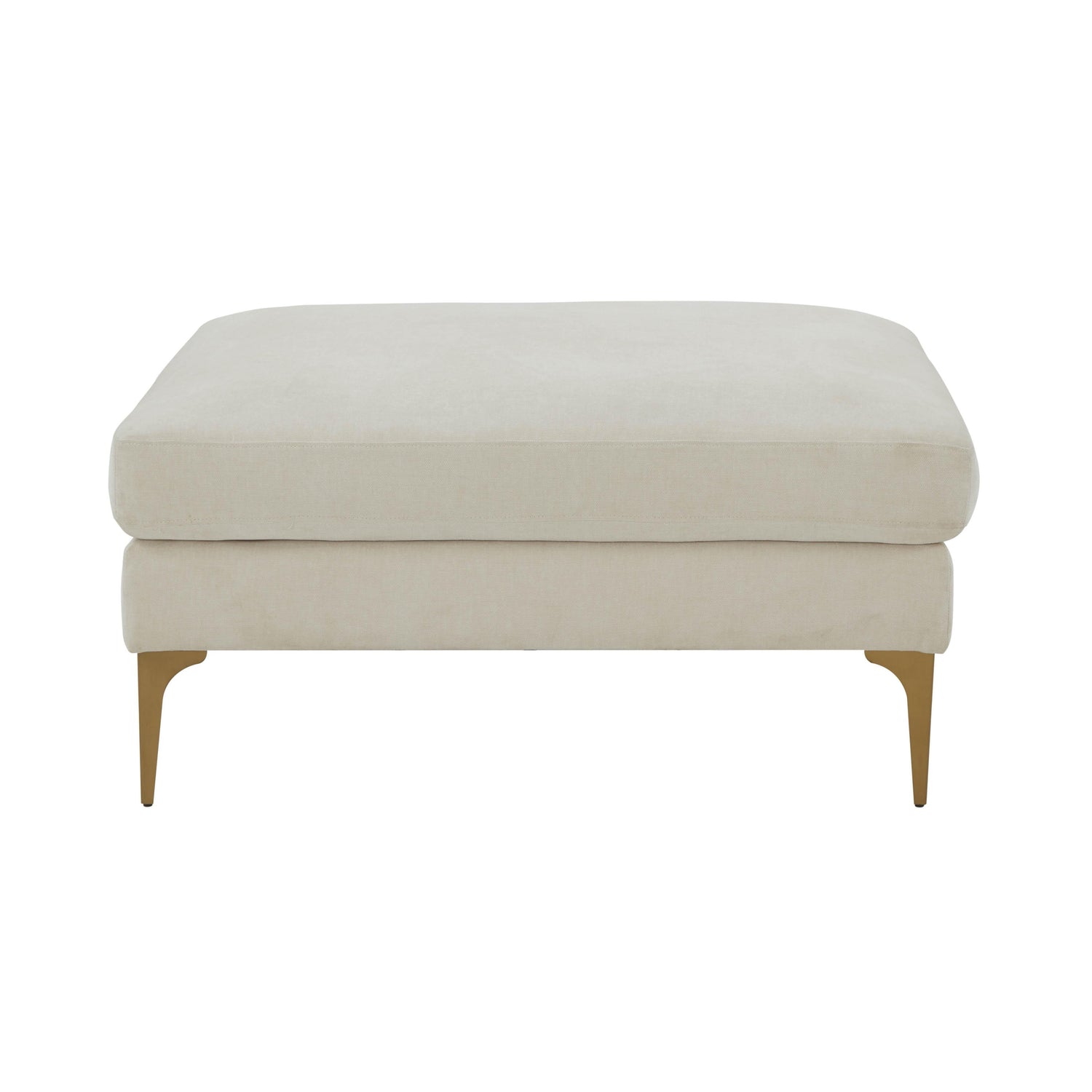 Serena Performance Velvet Ottoman - Cream
