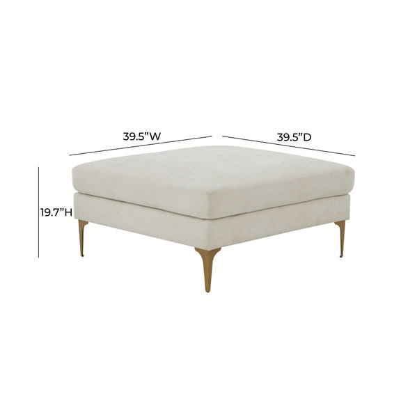 Serena Performance Velvet Ottoman - Cream