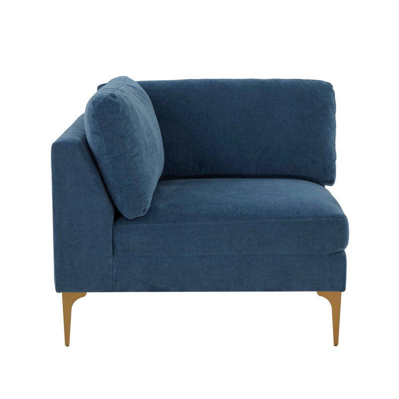 Serena Performance Velvet Modular Armless Chair - Blue